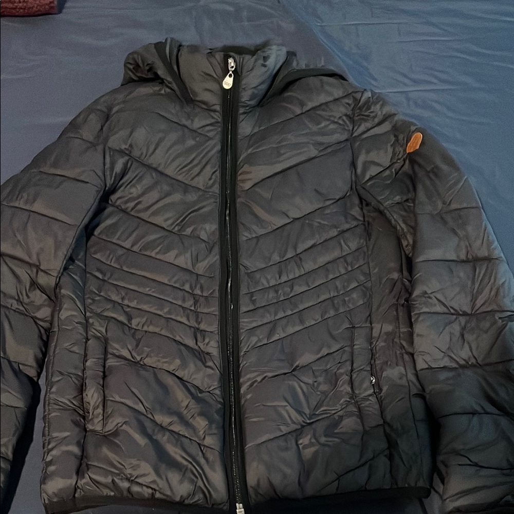 Black Quilted Hooded Jacket